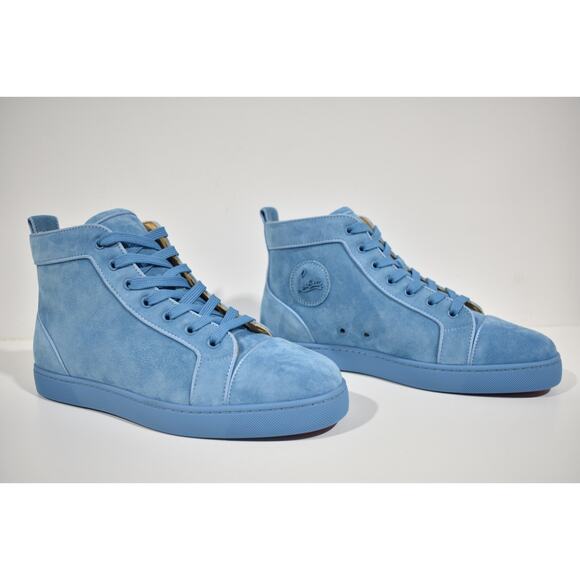 Christian Louboutin Mens Louis Orlato Flat Panorama Blue High Top Sneaker 45 12 - Picture 4 of 12